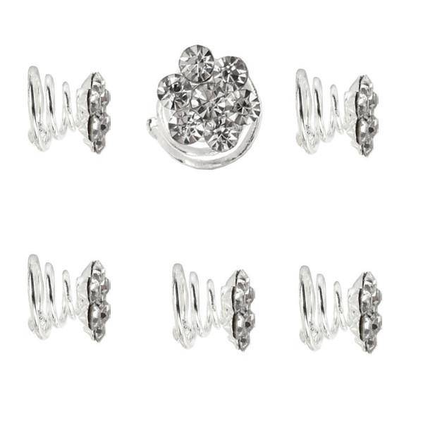 Hårspiral silver med strass blomma 6 st
