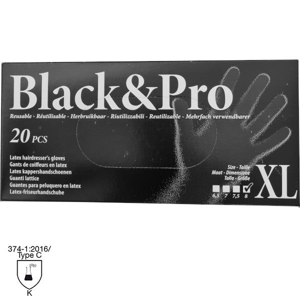 Latex skyddshandskar 20 st storlek XL svarta